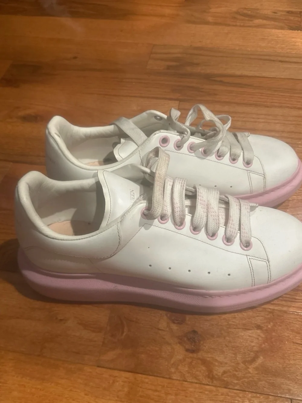 Alexander McQueen White Sneakers with Pink Soles